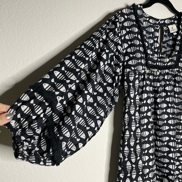 Tuckernuck Piscis Catalans Black White Fish Print Coverup Beach Dress XS - Picture 3 of 8